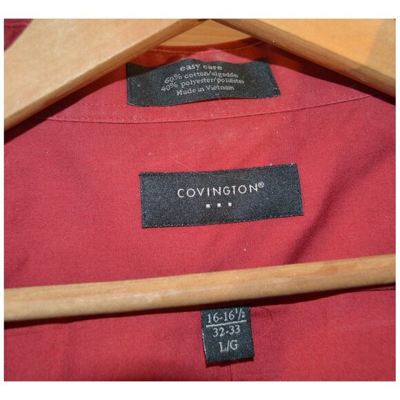 Covington Easy Care Men's Size L (32-33) 16-16-1/2 Red Long Sleeve Dress Shirt - Picture 4 of 4